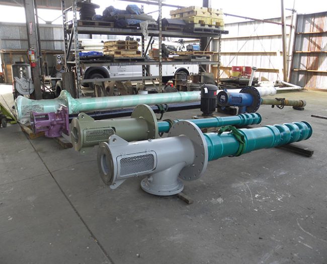 Vertical booster pump in the repair shop